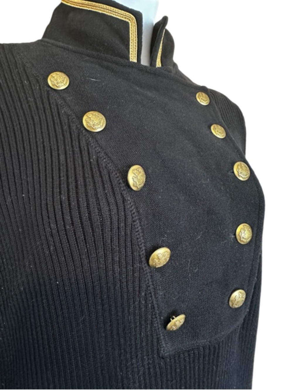 Lauren Ralph Lauren Button-Trim Rib-Knit Sweater Dress, Black - Picture 6 of 9